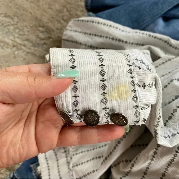 Palo Duro Vintage Western Shirt Button Down Striped White Black 100% Cotton: L - Picture 13 of 13